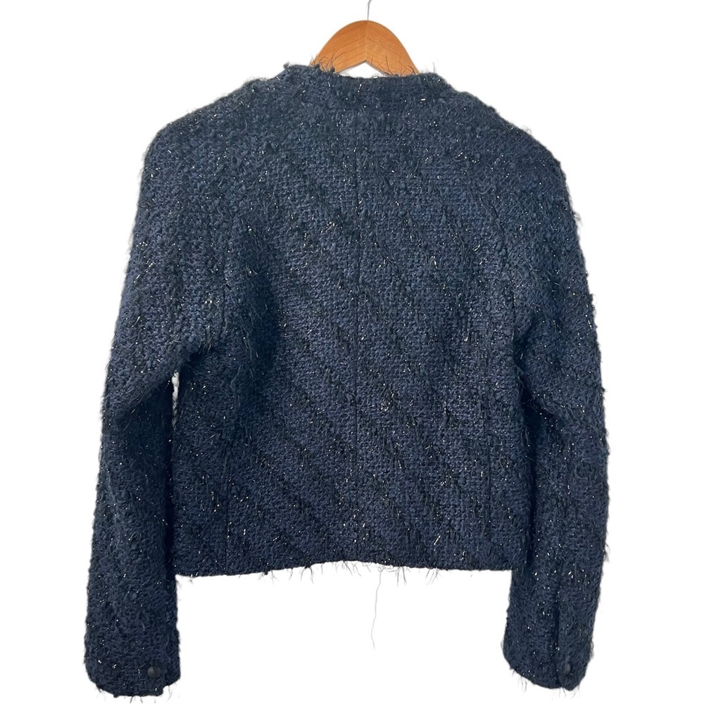 Sanctuary Clothing Los Angeles Midnight Blue & Black Boucle Jacket Small - Picture 2 of 10